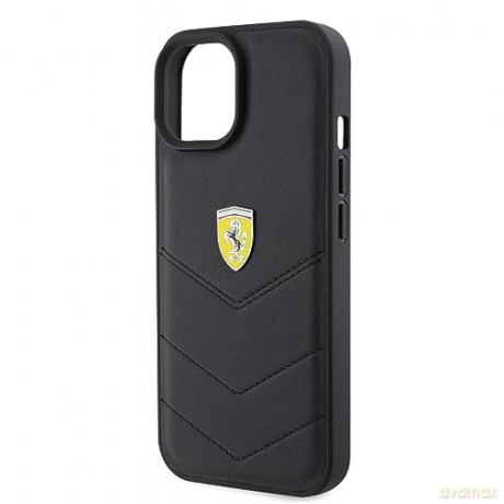Etui Ferrari Quilted Metal Logo na iPhone 15 - czarne