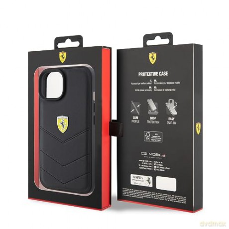 Etui Ferrari Quilted Metal Logo na iPhone 15 - czarne