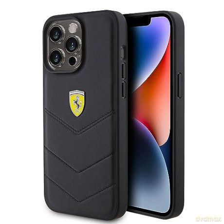 Etui Ferrari Quilted Metal Logo na iPhone 15 Pro Max - czarne