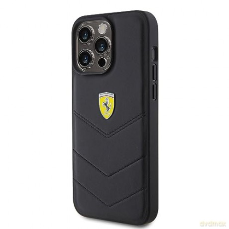 Etui Ferrari Quilted Metal Logo na iPhone 15 Pro Max - czarne
