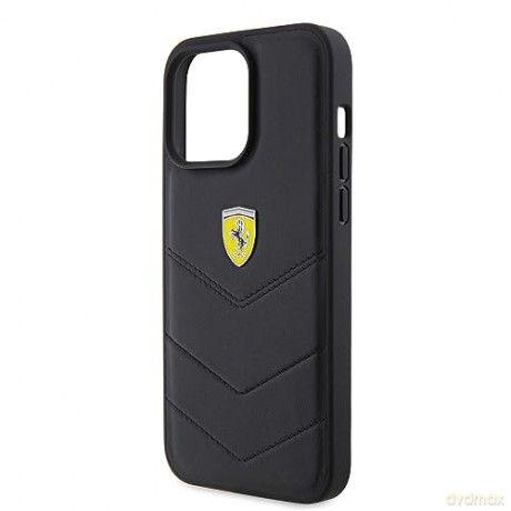 Etui Ferrari Quilted Metal Logo na iPhone 15 Pro Max - czarne