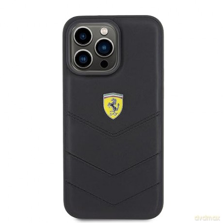 Etui Ferrari Quilted Metal Logo na iPhone 15 Pro Max - czarne