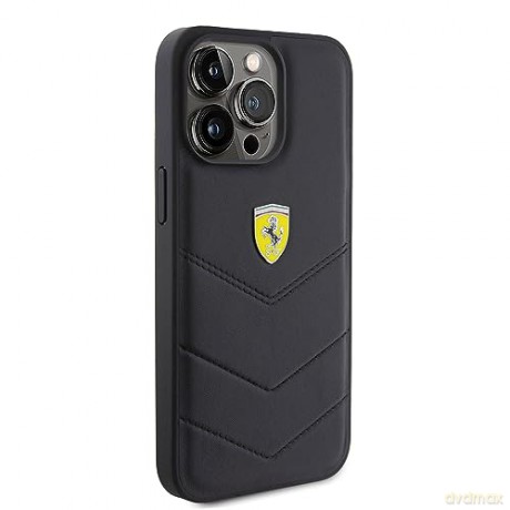 Etui Ferrari Quilted Metal Logo na iPhone 15 Pro Max - czarne
