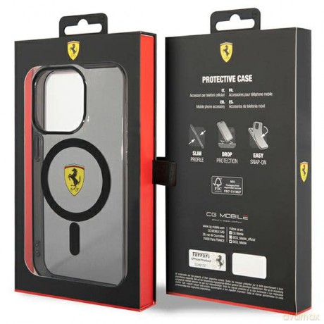 Etui Ferrari Translucent MagSafe na iPhone 14 Pro - czarne