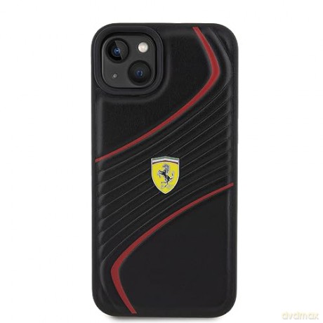 Etui Ferrari Twist Metal Logo na iPhone 15 Plus - czarne