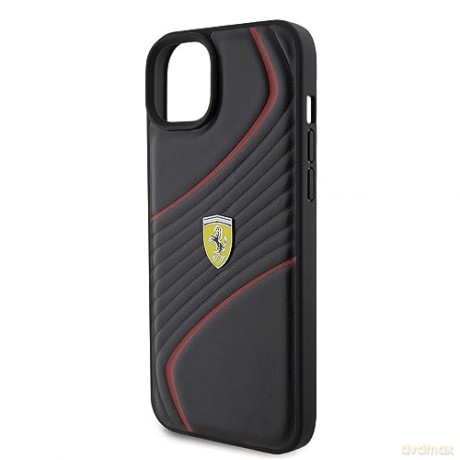 Etui Ferrari Twist Metal Logo na iPhone 15 Plus - czarne