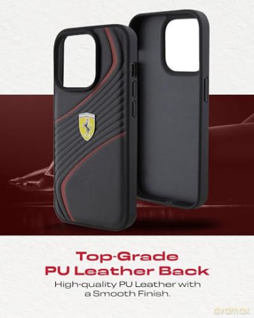 Etui Ferrari Twist Metal Logo na iPhone 15 Pro - czarne