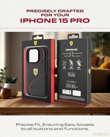 Etui Ferrari Twist Metal Logo na iPhone 15 Pro - czarne