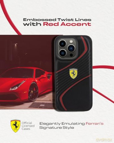 Etui Ferrari Twist Metal Logo na iPhone 15 Pro - czarne