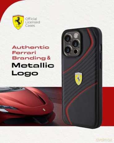 Etui Ferrari Twist Metal Logo na iPhone 15 Pro - czarne