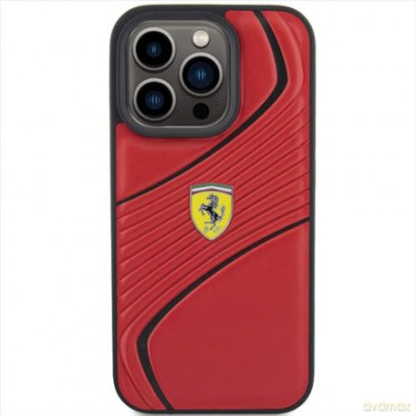 Etui Ferrari Twist Metal Logo na iPhone 15 Pro - czerwone
