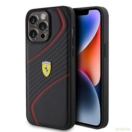 Etui Ferrari Twist Metal Logo na iPhone 15 Pro Max - czarne