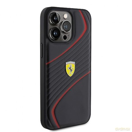 Etui Ferrari Twist Metal Logo na iPhone 15 Pro Max - czarne
