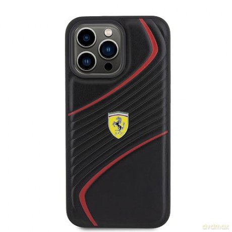 Etui Ferrari Twist Metal Logo na iPhone 15 Pro Max - czarne