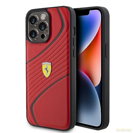 Etui Ferrari Twist Metal Logo na iPhone 15 Pro Max - czerwone