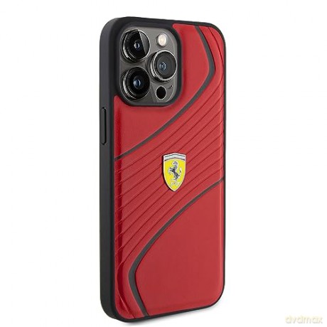 Etui Ferrari Twist Metal Logo na iPhone 15 Pro Max - czerwone
