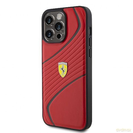 Etui Ferrari Twist Metal Logo na iPhone 15 Pro Max - czerwone