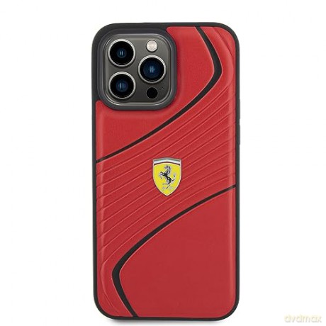 Etui Ferrari Twist Metal Logo na iPhone 15 Pro Max - czerwone