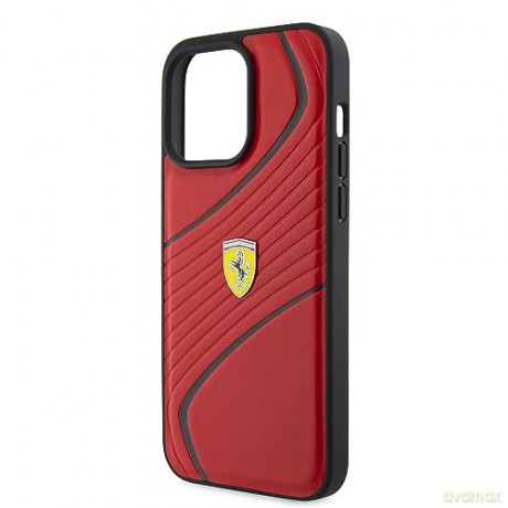 Etui Ferrari Twist Metal Logo na iPhone 15 Pro Max - czerwone