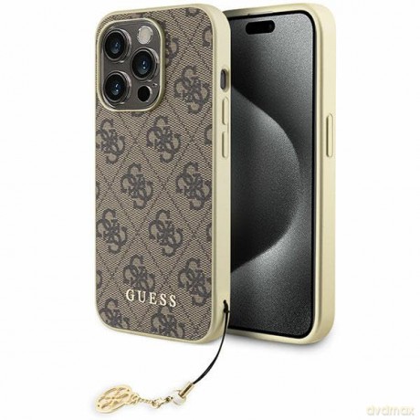 Etui Guess 4G Charms Collection do iPhone 15 Pro Max - brązowe