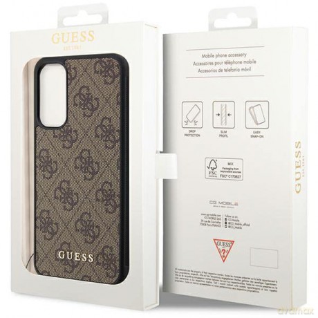 Etui Guess 4G Charms Collection na Samsung Galaxy A34 5G - brązowe