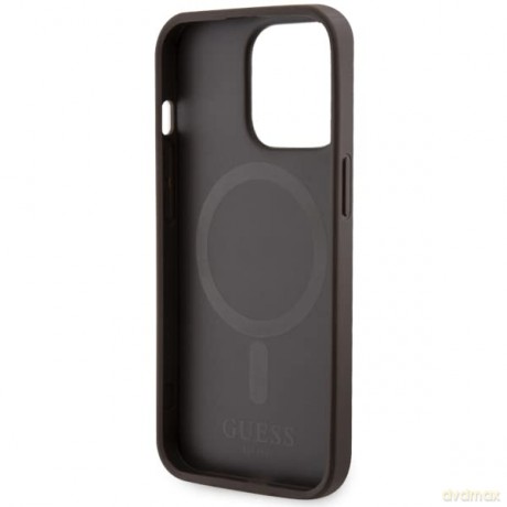 Etui Guess 4G Printed Stripes MagSafe na iPhone 13 Pro Max - brązowe