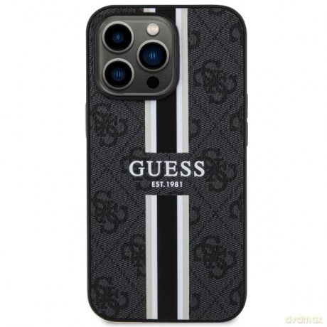 Etui Guess 4G Printed Stripes MagSafe na iPhone 13 Pro Max - czarne
