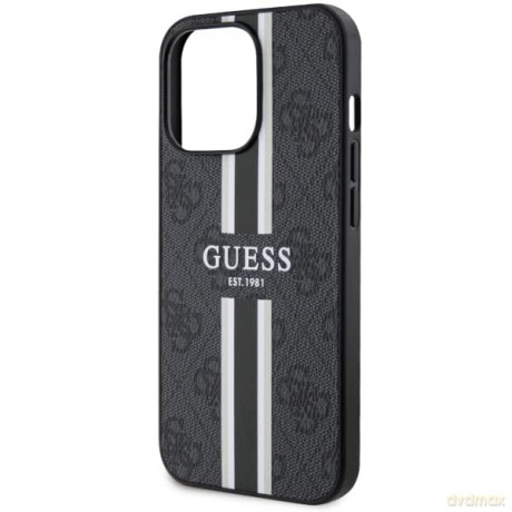 Etui Guess 4G Printed Stripes MagSafe na iPhone 13 Pro Max - czarne