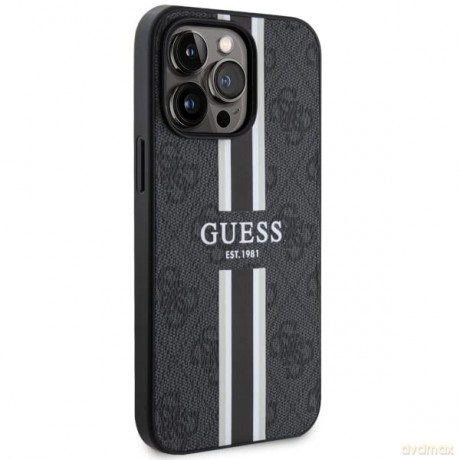Etui Guess 4G Printed Stripes MagSafe na iPhone 13 Pro Max - czarne