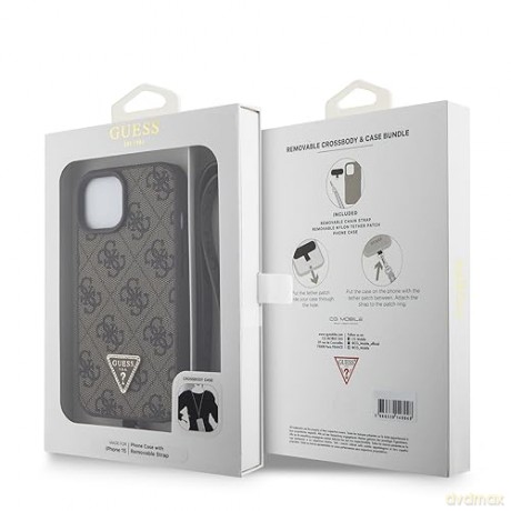 Etui Guess Crossbody 4G Metal Logo do iPhone 15 - brązowe