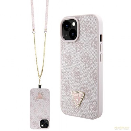 Etui Guess Crossbody 4G Metal Logo do iPhone 15 - różowe