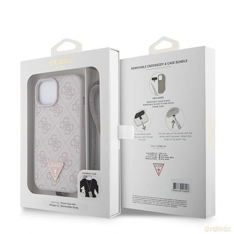 Etui Guess Crossbody 4G Metal Logo do iPhone 15 - różowe