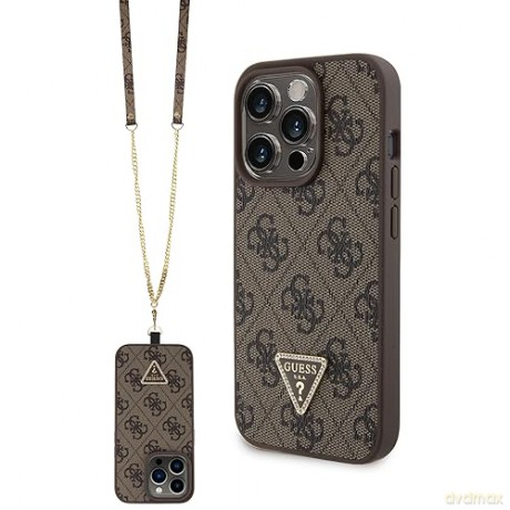 Etui Guess Crossbody 4G Metal Logo do iPhone 15 Pro - brązowe