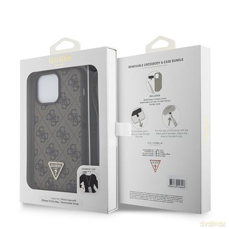 Etui Guess Crossbody 4G Metal Logo do iPhone 15 Pro Max - brązowe