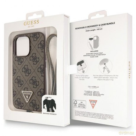 Etui Guess Crossbody 4G Metal Logo na iPhone 13 Pro Max - brązowe