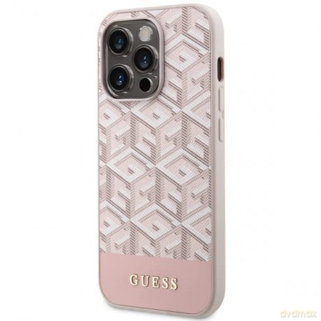 Etui Guess GCube Stripes MagSafe na iPhone 14 Pro Max - różowe