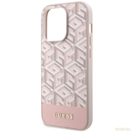 Etui Guess GCube Stripes MagSafe na iPhone 14 Pro Max - różowe