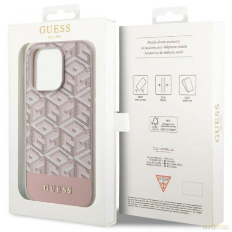 Etui Guess GCube Stripes MagSafe na iPhone 14 Pro Max - różowe