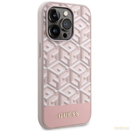 Etui Guess GCube Stripes MagSafe na iPhone 14 Pro Max - różowe