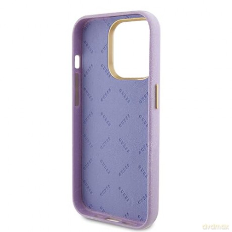 Etui Guess Glitter Glossy Script do iPhone 15 Pro - liliowe