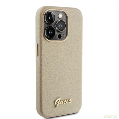 Etui Guess Glitter Glossy Script do iPhone 15 Pro Max - złote