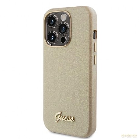 Etui Guess Glitter Glossy Script do iPhone 15 Pro Max - złote