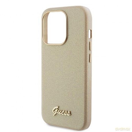 Etui Guess Glitter Glossy Script do iPhone 15 Pro Max - złote