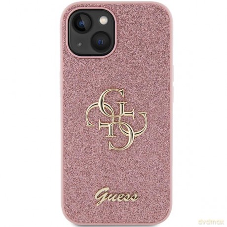 Etui Guess Glitter Script Big 4G do iPhone 15 Plus - różowe