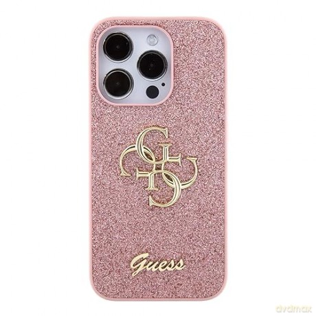 Etui Guess Glitter Script Big 4G do iPhone 15 Pro Max - różowe