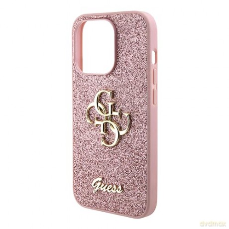 Etui Guess Glitter Script Big 4G do iPhone 15 Pro Max - różowe