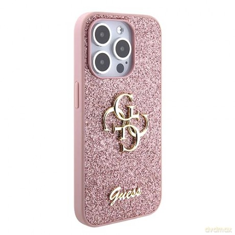 Etui Guess Glitter Script Big 4G do iPhone 15 Pro Max - różowe