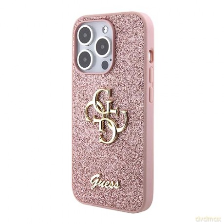 Etui Guess Glitter Script Big 4G do iPhone 15 Pro Max - różowe