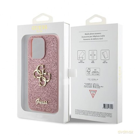 Etui Guess Glitter Script Big 4G do iPhone 15 Pro Max - różowe