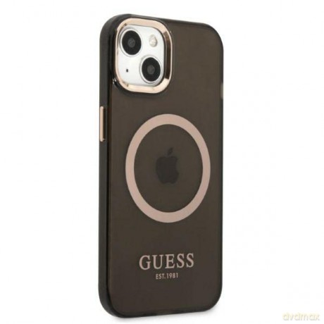 Etui Guess Gold Outline Translucent MagSafe na iPhone 13 - czarne